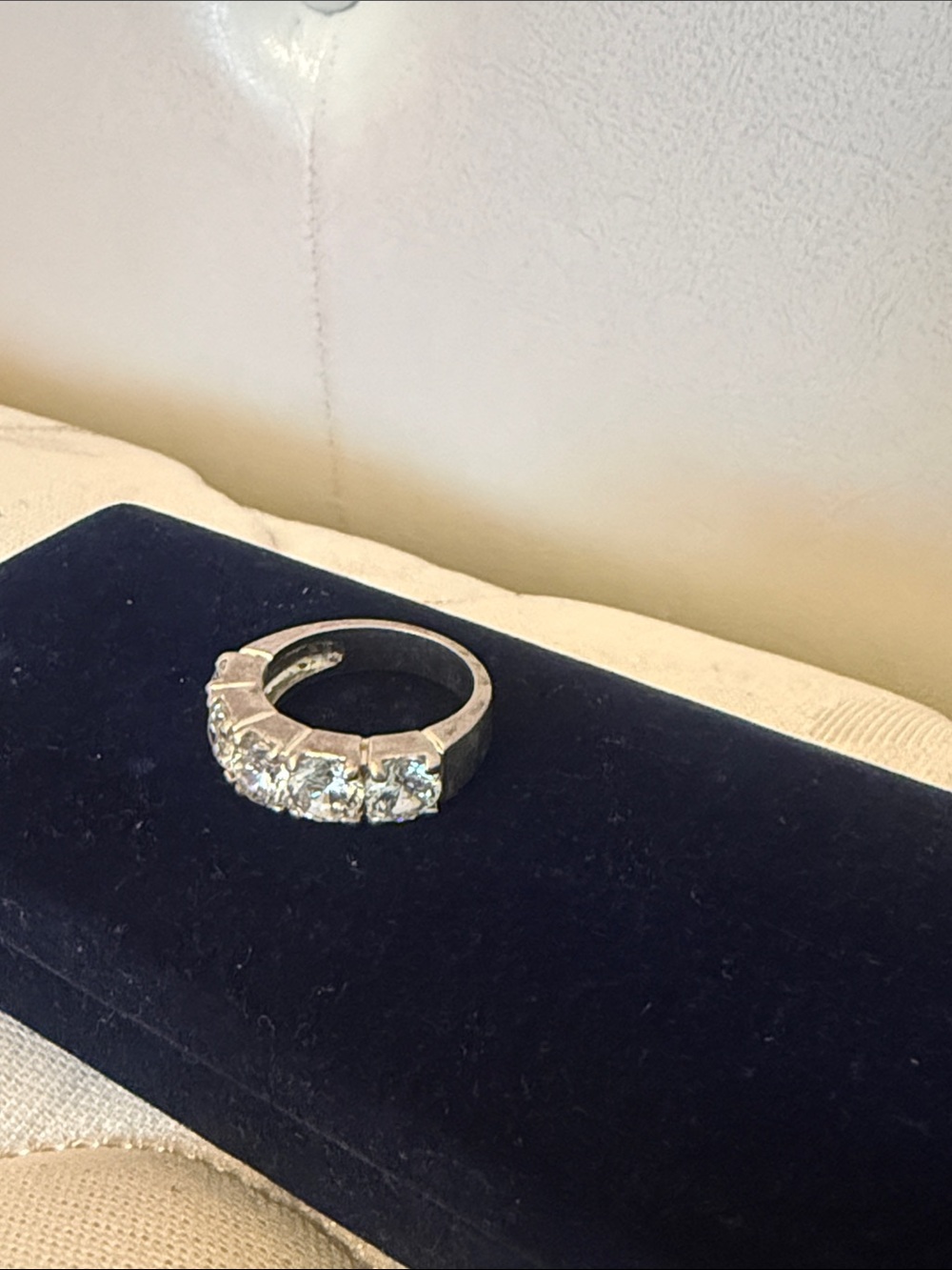 Five-Stone Silver Ring with Clear Stones - Picture 1 of 1